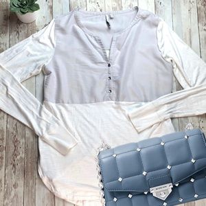 Calvin Klein long sleeve white and gray shirt/blouse size s